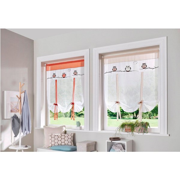 OTTO home Bindegardine Java, 1 Stück, Stangendurchzug, transparent, bestickten Eulen (1 St), Stangendurchzug, transparent, Voile, Fertiggardine, transparent, mi
