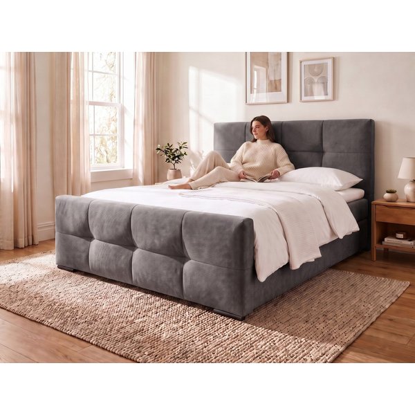 OTTO home Boxbett FIETTE, Polsterbett mit Bettkasten, inkl. Taschenfederkernmatratze H3, inkl. Kaltschaumtopper, Luxus-Mircofaser-Bezug, Liegefläche 180x200 cm