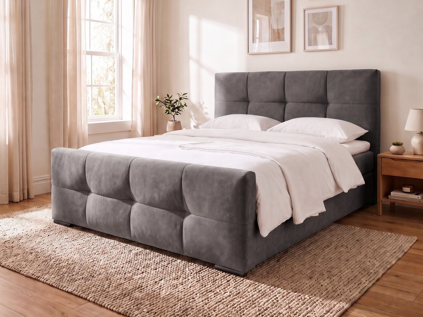 OTTO home Boxbett FIETTE, Polsterbett mit Bettkasten, inkl. Taschenfederkernmatratze H3, inkl. Kaltschaumtopper, Luxus-Mircofaser-Bezug, Liegefläche 180x200 cm – Bild 4 von 5