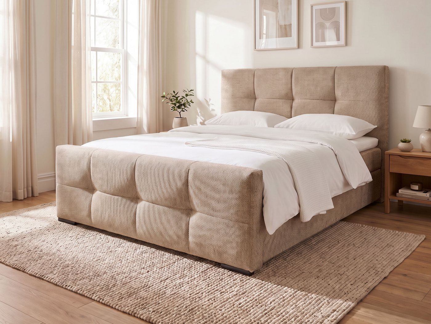OTTO home Boxbett FIETTE, Polsterbett mit Bettkasten, inkl. Taschenfederkernmatratze H3, inkl. Kaltschaumtopper, Strukturstoff-Bezug, Liegefläche 180x200 cm – Bild 4 von 5