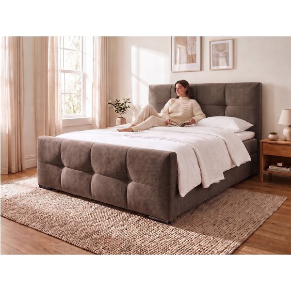 OTTO home Boxbett FIETTE, Polsterbett mit Bettkasten, inkl. Taschenfederkernmatratze H3, inkl. Kaltschaumtopper, Luxus-Mircofaser-Bezug, Liegefläche 180x200 cm