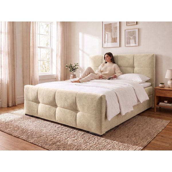 OTTO home Boxbett FIETTE, Polsterbett mit Bettkasten, inkl. Taschenfederkernmatratze H3, inkl. Kaltschaumtopper, Luxus-Mircofaser-Bezug, Liegefläche 180x200 cm