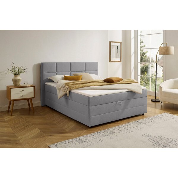 OTTO home Boxbett FILLMORE, Polsterbett mit Bettkasten und Taschenfederkernmatratze H3, mit Kaltschaumtopper, Strukturstoff-Bezug, 140x200 & 180x200 cm