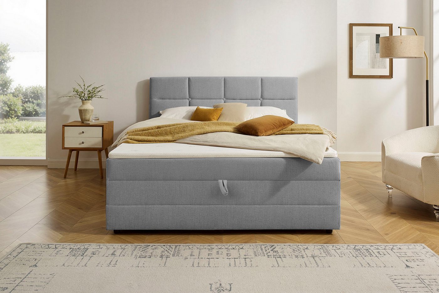 OTTO home Boxbett FILLMORE, Polsterbett mit Bettkasten und Taschenfederkernmatratze H3, mit Kaltschaumtopper, Strukturstoff-Bezug, 140x200 & 180x200 cm – Bild 2 von 5