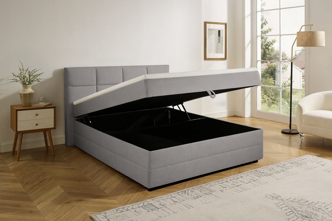 OTTO home Boxbett FILLMORE, Polsterbett mit Bettkasten und Taschenfederkernmatratze H3, mit Kaltschaumtopper, Strukturstoff-Bezug, 140x200 & 180x200 cm – Bild 3 von 5