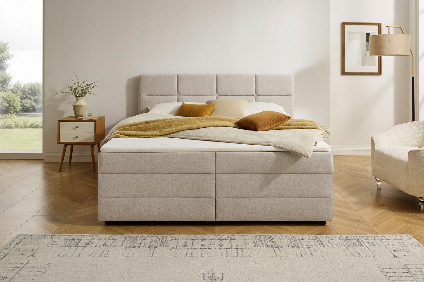OTTO home Boxbett FILLMORE, Polsterbett mit Bettkasten und Taschenfederkernmatratze H3, mit Kaltschaumtopper, Strukturstoff-Bezug, 140x200 & 180x200 cm – Bild 2 von 5