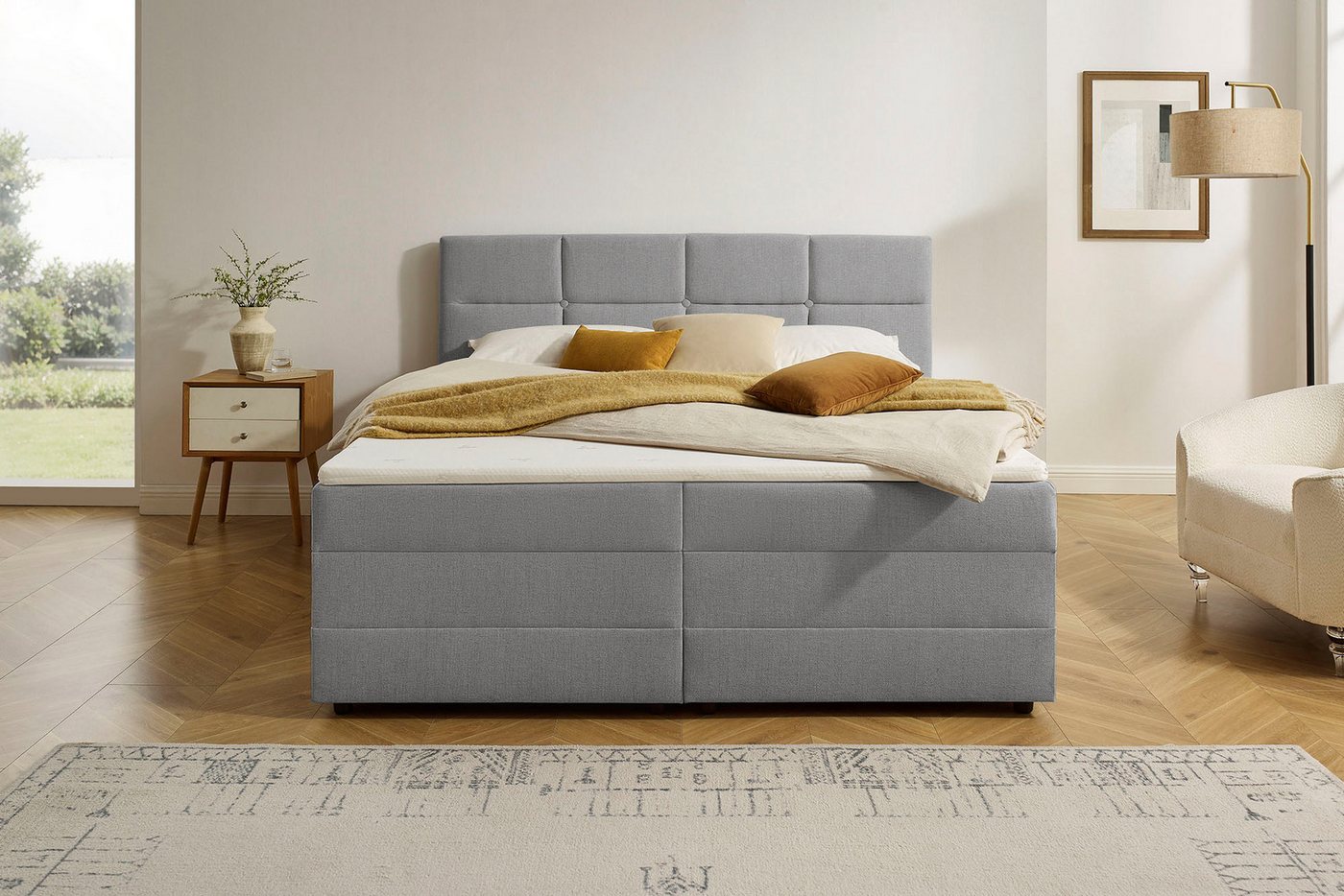 OTTO home Boxbett FILLMORE, Polsterbett mit Bettkasten und Taschenfederkernmatratze H3, mit Kaltschaumtopper, Strukturstoff-Bezug, 140x200 & 180x200 cm – Bild 2 von 5