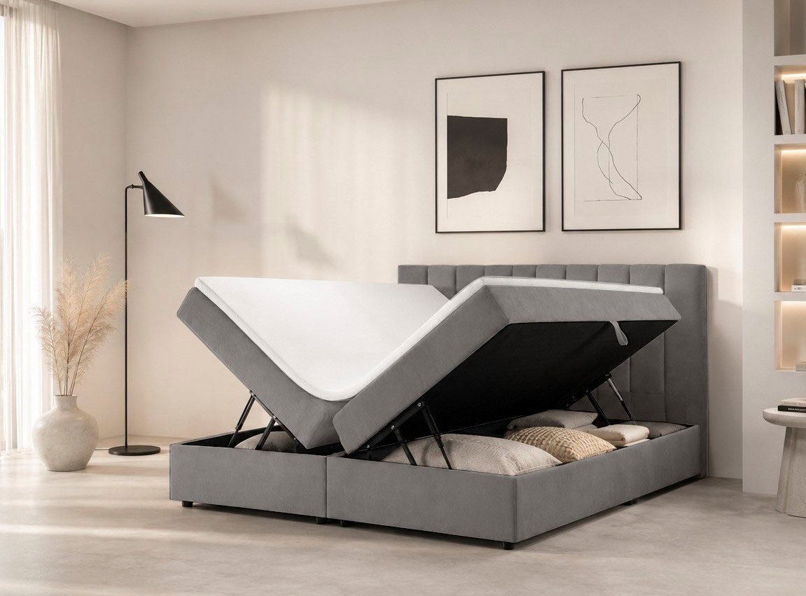 OTTO home Boxbett HAILEYY, Polsterbett mit Bettkasten, inkl. Taschenfederkernmatratze H3, mit Kaltschaumtopper, Chenille-Bezug, 140x200 & 180x200 cm – Bild 2 von 5