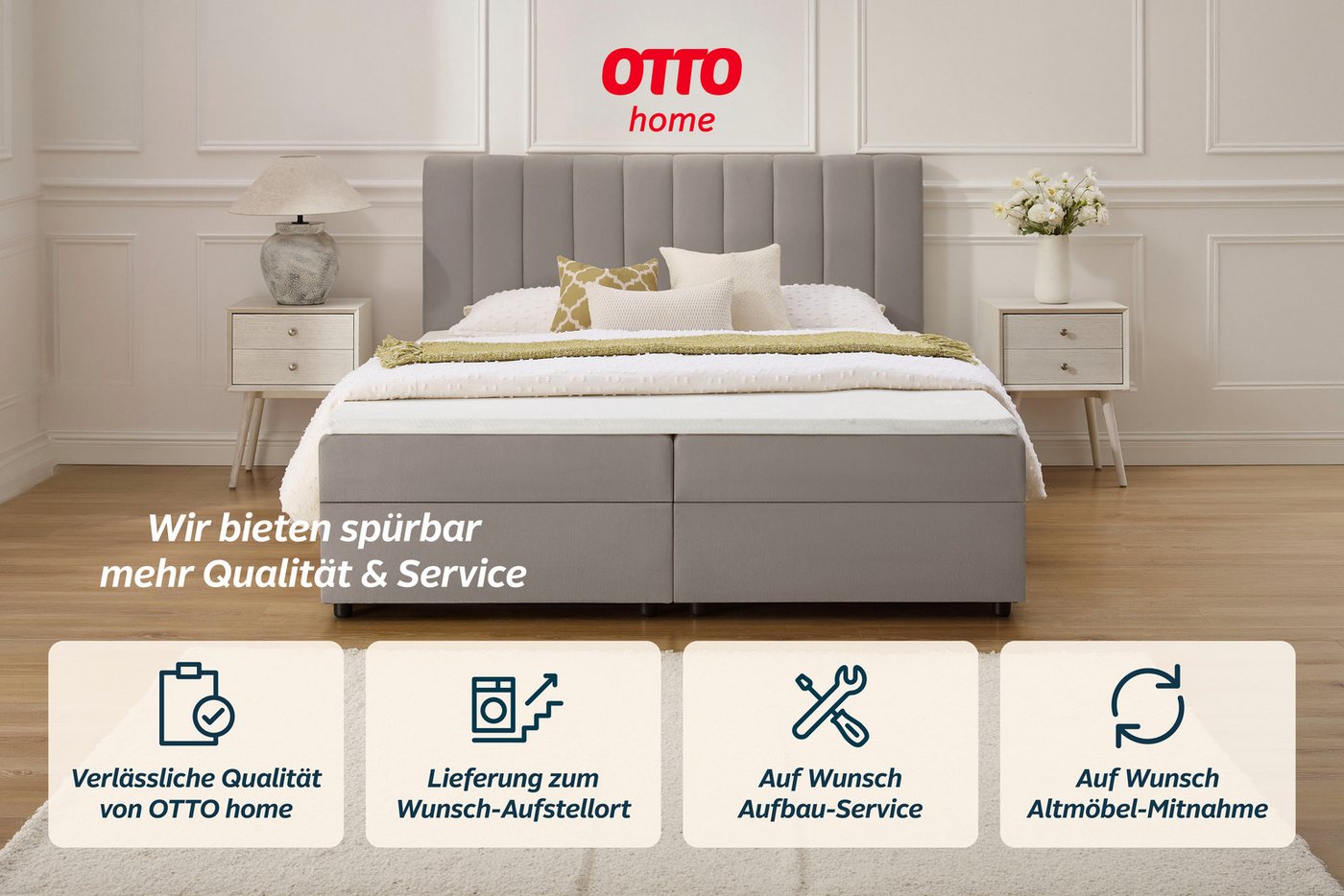 OTTO home Boxbett HAILEYY, Polsterbett mit Bettkasten, inkl. Taschenfederkernmatratze H3, mit Kaltschaumtopper, Chenille-Bezug, 140x200 & 180x200 cm – Bild 5 von 5