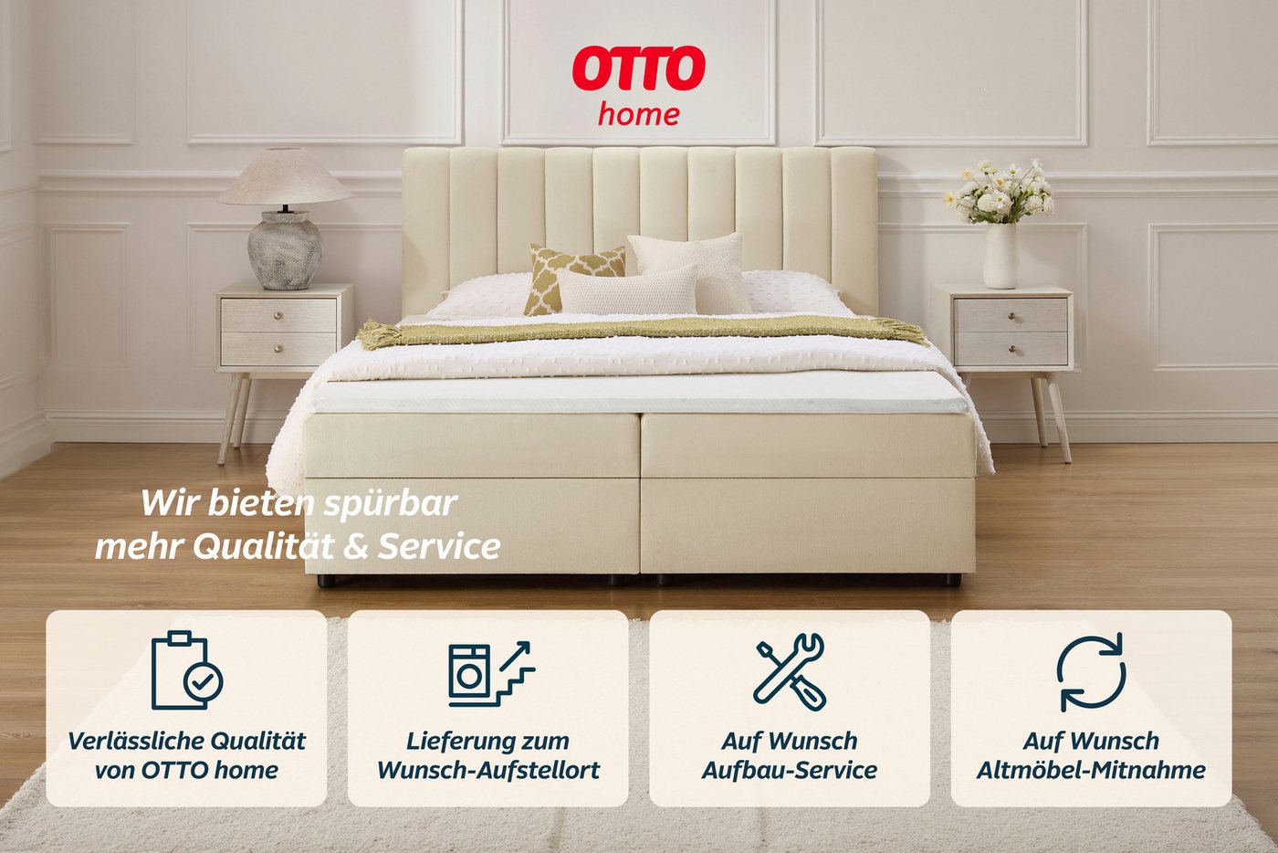OTTO home Boxbett HAILEYY, Polsterbett mit Bettkasten, inkl. Taschenfederkernmatratze H3, mit Kaltschaumtopper, Chenille-Bezug, 140x200 & 180x200 cm – Bild 5 von 5