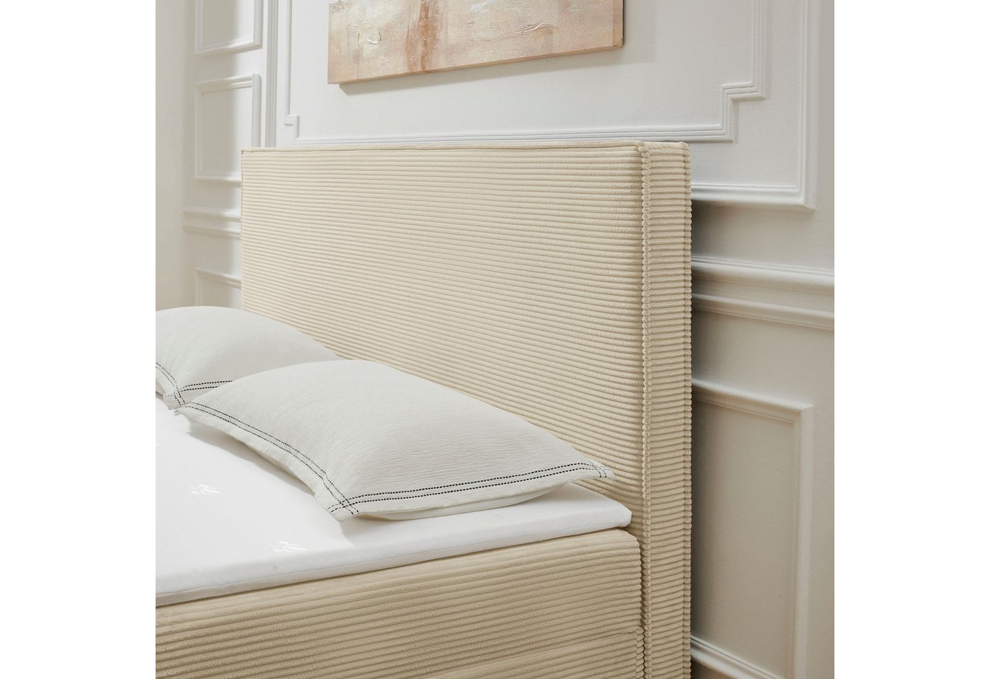 OTTO home Boxbett HENNO, Polsterbett mit Bettkasten, inkl. Taschenfederkernmatratze H3, mit Kaltschaumtopper, Cord-Bezug, Liegefläche 180x200 cm – Bild 4 von 5