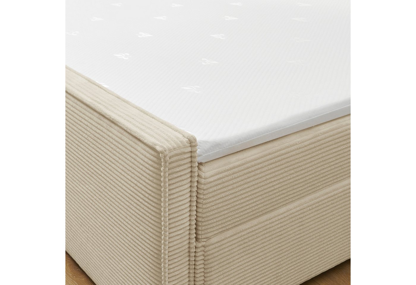 OTTO home Boxbett HENNO, Polsterbett mit Bettkasten, inkl. Taschenfederkernmatratze H3, mit Kaltschaumtopper, Cord-Bezug, Liegefläche 180x200 cm – Bild 5 von 5