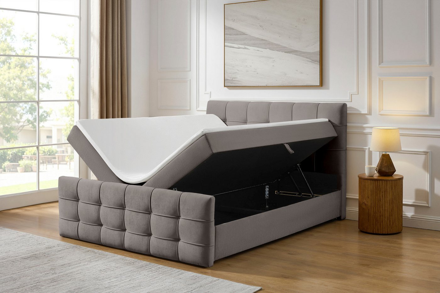 OTTO home Boxbett LILIENNE, Polsterbett mit Bettkasten und Taschenfederkernmatratze H3, mit Kaltschaumtopper, Chenille-Bezug, 160x200 & 180x200 cm – Bild 2 von 5