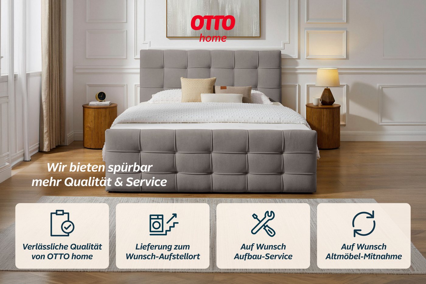 OTTO home Boxbett LILIENNE, Polsterbett mit Bettkasten und Taschenfederkernmatratze H3, mit Kaltschaumtopper, Chenille-Bezug, 160x200 & 180x200 cm – Bild 5 von 5