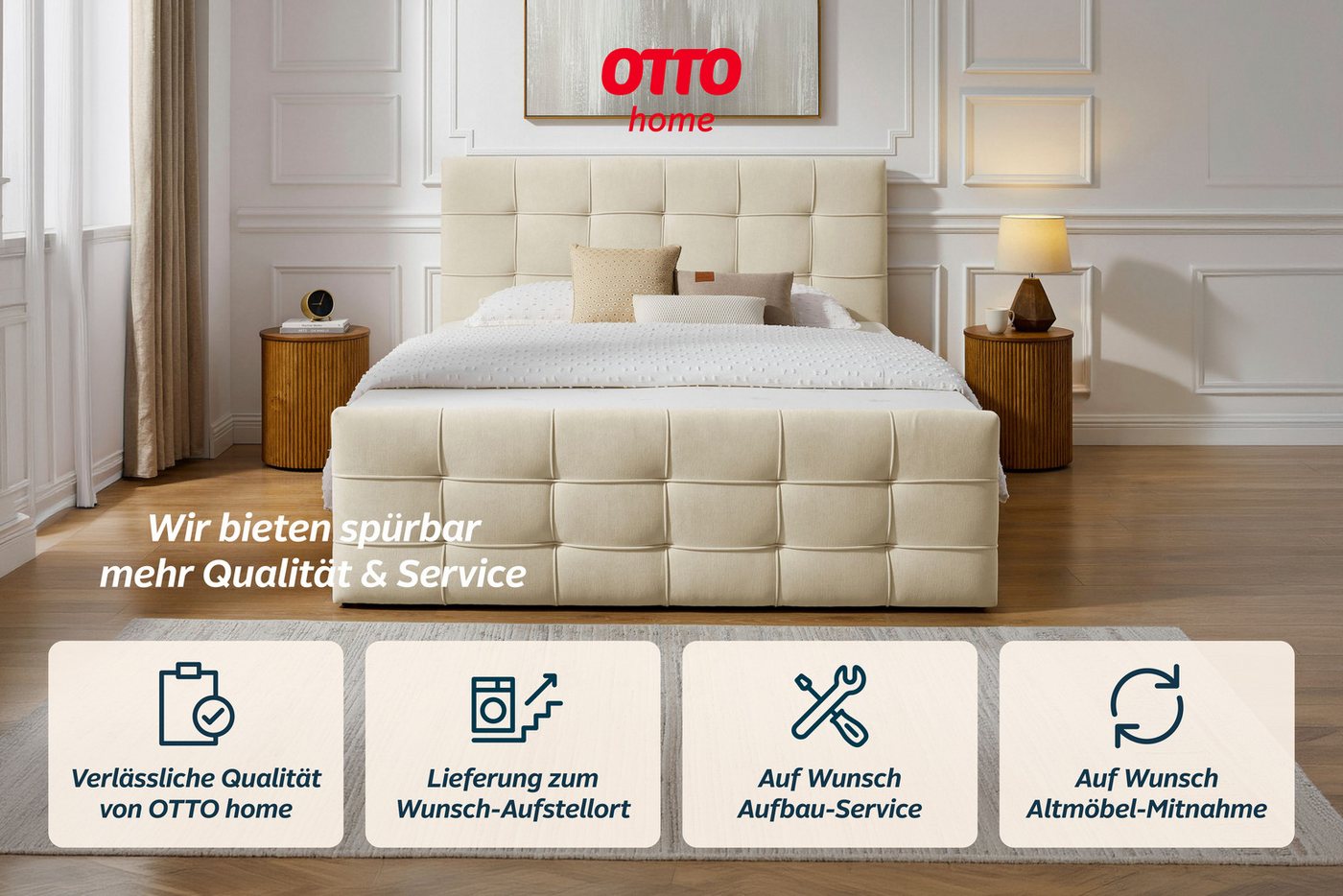 OTTO home Boxbett LILIENNE, Polsterbett mit Bettkasten und Taschenfederkernmatratze H3, mit Kaltschaumtopper, Chenille-Bezug, 160x200 & 180x200 cm – Bild 3 von 5