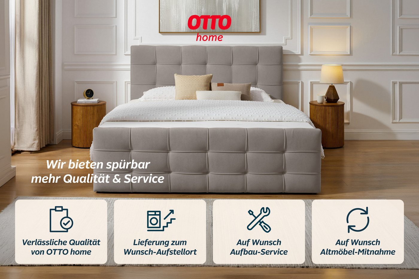 OTTO home Boxbett LILIENNE, Polsterbett mit Bettkasten und Taschenfederkernmatratze H3, mit Kaltschaumtopper, Chenille-Bezug, 160x200 & 180x200 cm – Bild 5 von 5