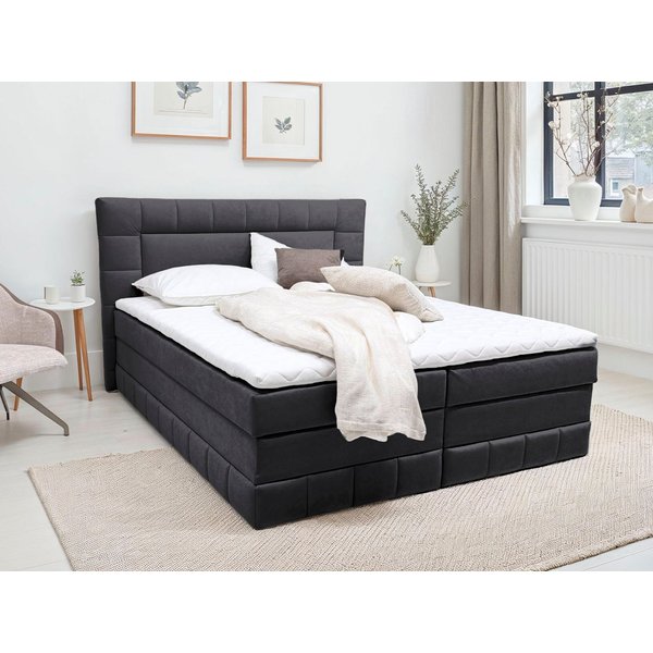 OTTO home Boxbett PHILIPPA, Polsterbett mit Bettkasten, mit Taschenfederkernmatratze H3 (Komfortliegehöhe: 64cm), mit Kaltschaum-Topper, Microfaser-Bezug, wahlw