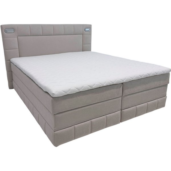 OTTO home Boxbett PHILIPPA, Polsterbett mit Bettkasten, mit Taschenfederkernmatratze H3 (Komfortliegehöhe: 64cm), mit Kaltschaum-Topper, Microfaser-Bezug, wahlw