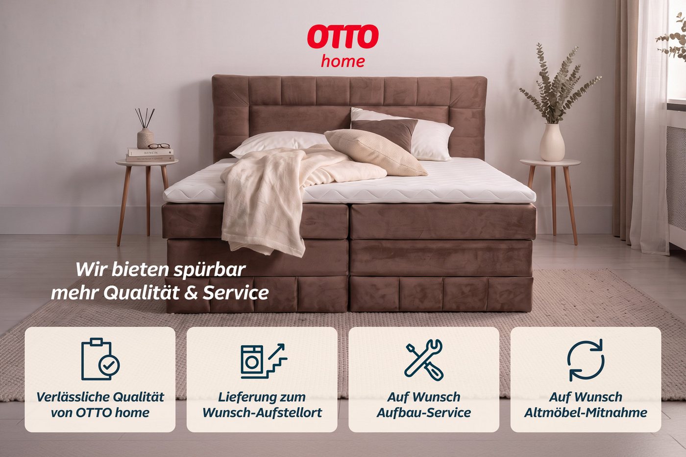OTTO home Boxbett PHILIPPA, Polsterbett mit Bettkasten, mit Taschenfederkernmatratze H3 (Komfortliegehöhe: 64cm), mit Kaltschaum-Topper, Microfaser-Bezug, wahlw – Bild 4 von 5