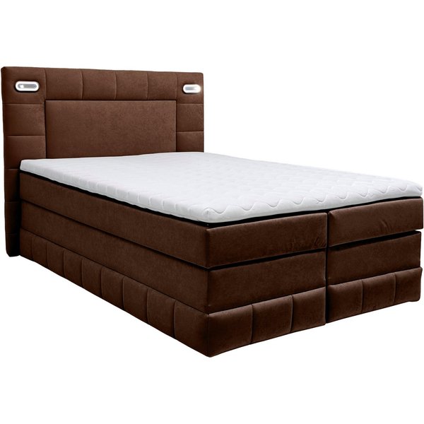 OTTO home Boxbett PHILIPPA, Polsterbett mit Bettkasten, mit Taschenfederkernmatratze H3 (Komfortliegehöhe: 64cm), mit Kaltschaum-Topper, Microfaser-Bezug, wahlw
