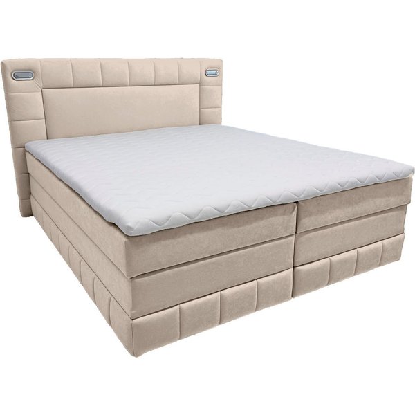 OTTO home Boxbett PHILIPPA, Polsterbett mit Bettkasten, mit Taschenfederkernmatratze H3 (Komfortliegehöhe: 64cm), mit Kaltschaum-Topper, Microfaser-Bezug, wahlw