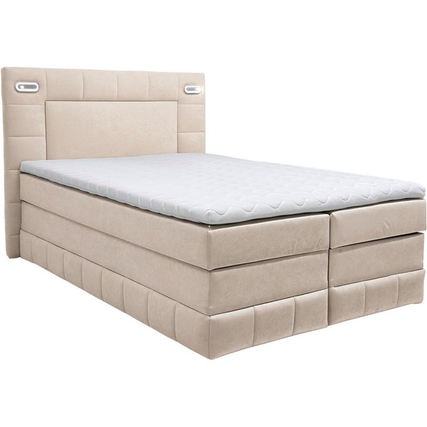 OTTO home Boxbett PHILIPPA, Polsterbett mit Bettkasten, mit Taschenfederkernmatratze H3 (Komfortliegehöhe: 64cm), mit Kaltschaum-Topper, Microfaser-Bezug, wahlw