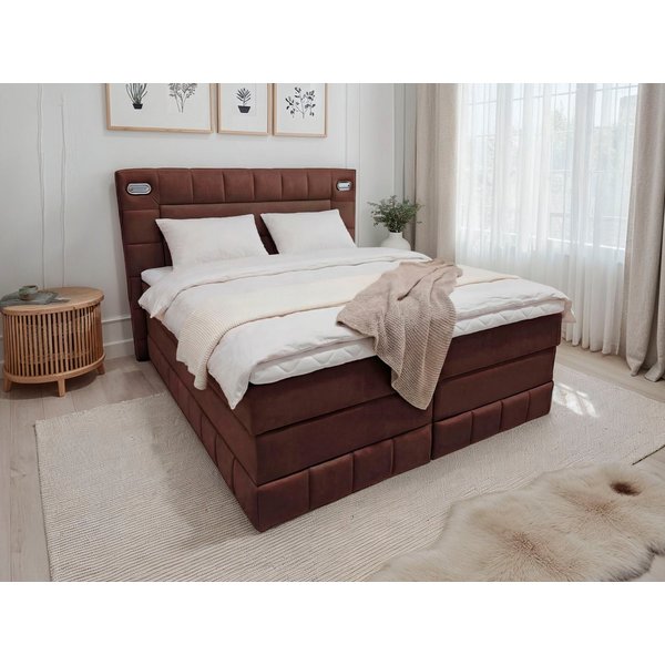 OTTO home Boxbett PHILIPPA, Polsterbett mit Bettkasten, mit Taschenfederkernmatratze H3 (Komfortliegehöhe: 64cm), mit Kaltschaum-Topper, Microfaser-Bezug, wahlw