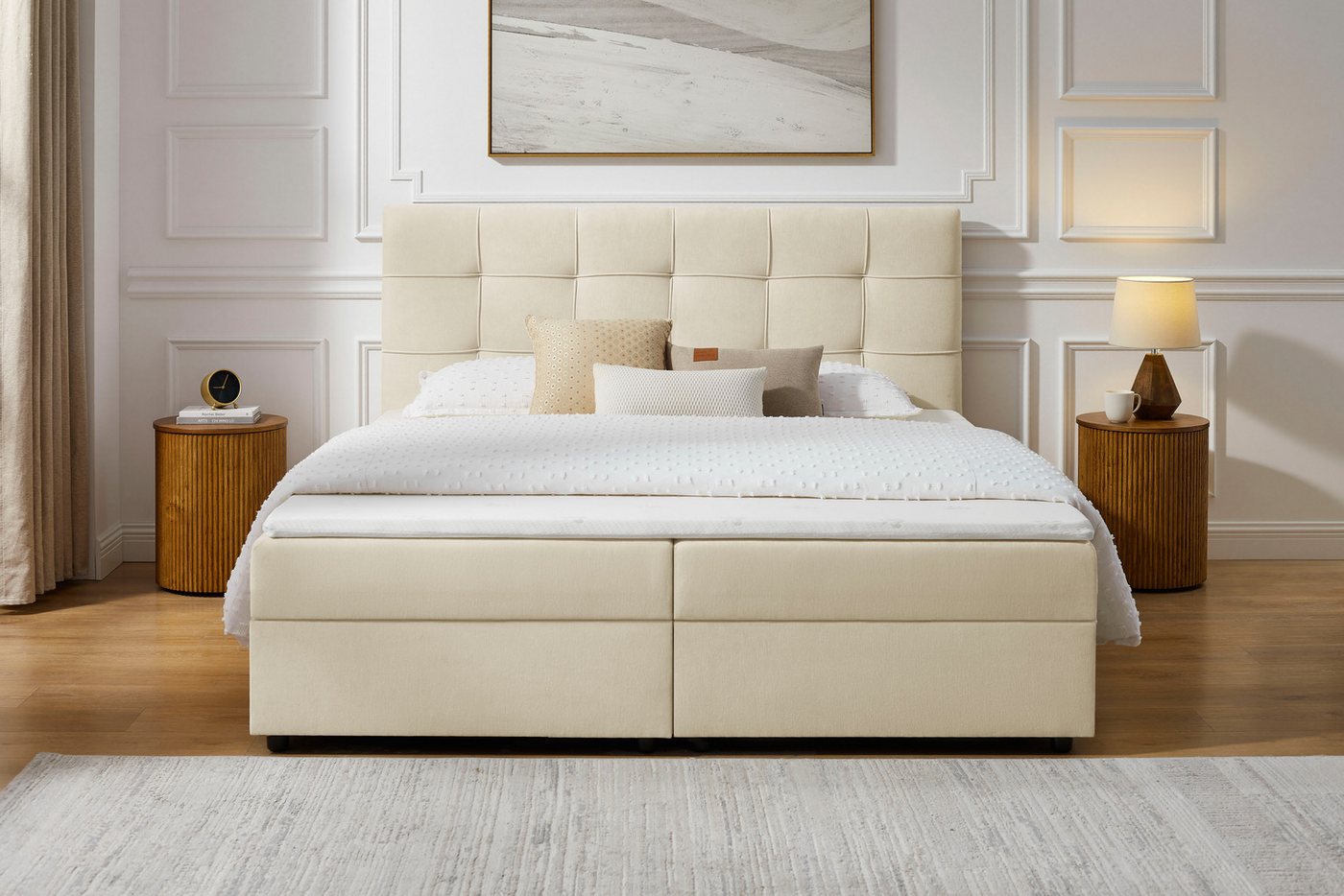 OTTO home Boxbett TOMMES, Polsterbett mit Bettkasten und Taschenfederkernmatratze H3, mit Kaltschaumtopper, Chenille-Bezug, Liegefläche 180x200 cm – Bild 3 von 5