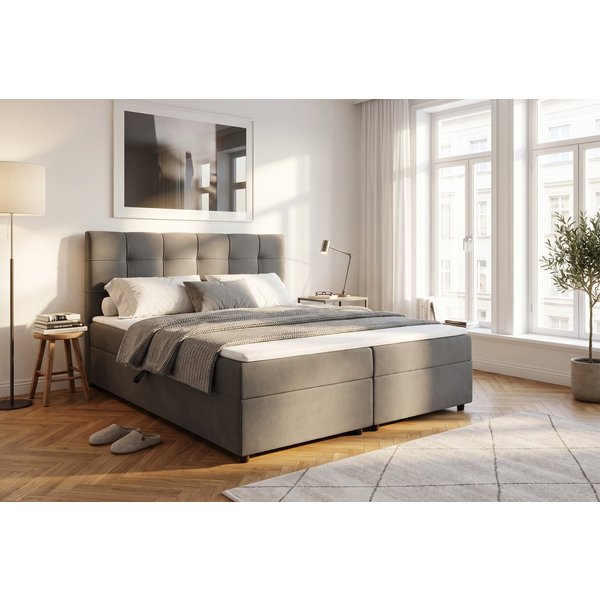 OTTO home Boxbett TOMMES, Polsterbett mit Bettkasten und Taschenfederkernmatratze H3, mit Kaltschaumtopper, Chenille-Bezug, Liegefläche 180x200 cm
