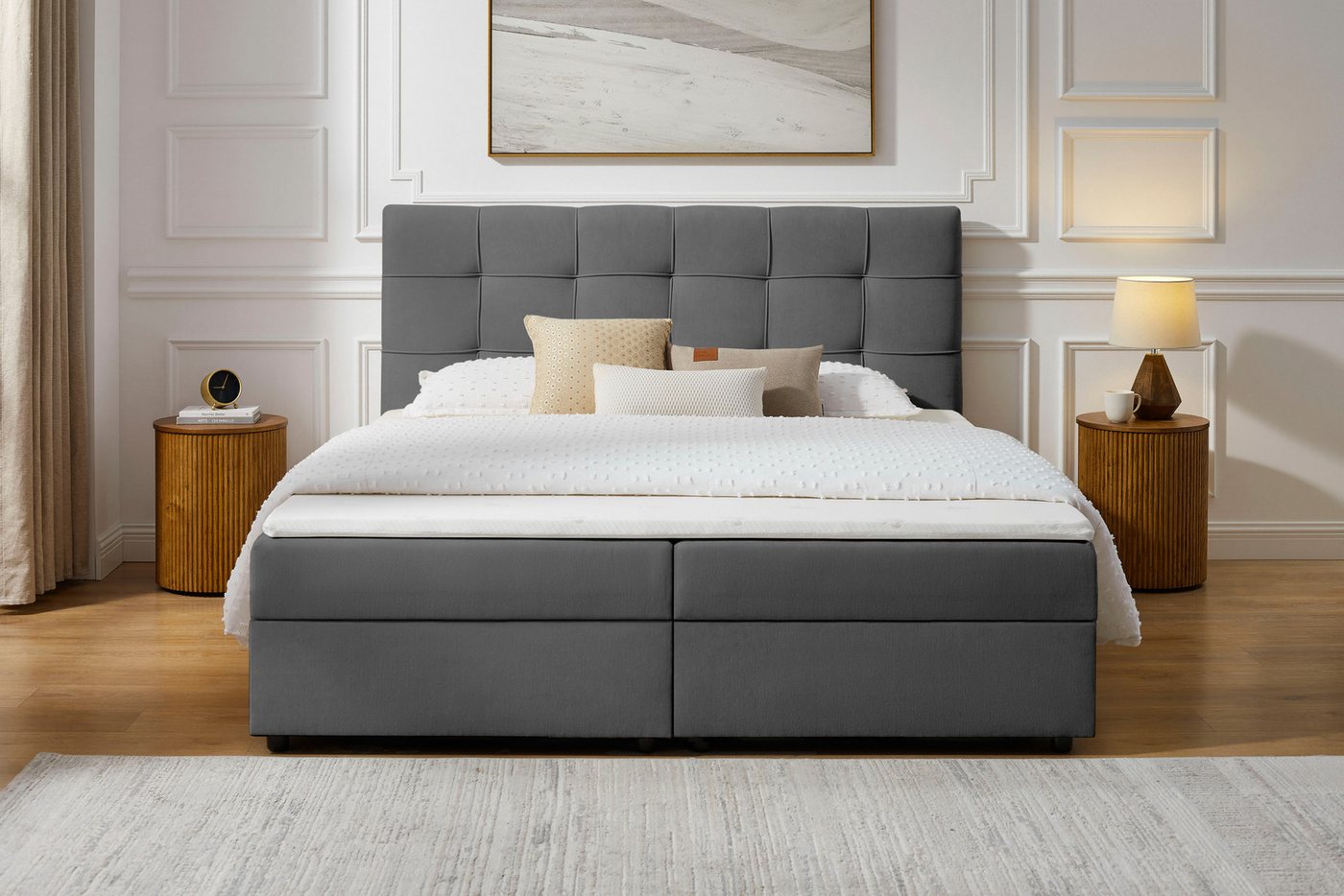 OTTO home Boxbett TOMMES, Polsterbett mit Bettkasten und Taschenfederkernmatratze H3, mit Kaltschaumtopper, Chenille-Bezug, Liegefläche 180x200 cm – Bild 3 von 5