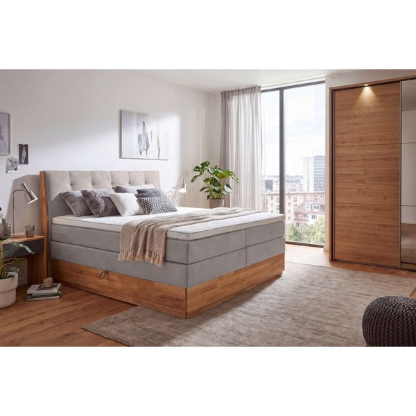 OTTO home Boxspringbett Alleea, Doppelbett, Polsterbett, Federkernbett, Komforbett, 160/180 cm, inkl. Topper, zwei Bettkästen, Taschen-Federkernmatratze, Härteg