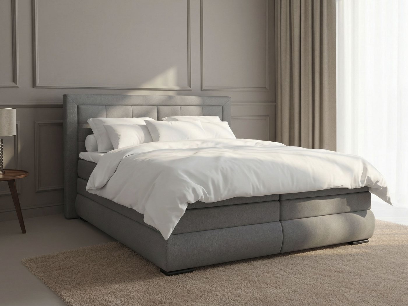 OTTO home Boxspringbett MIVVA mit Bettkasten, mit Taschenfederkernmatratze H3, H3/H4 mix, H4 (mit hochwertigem Strukturstoff, wahlweise mit LED-Leuchten), mit K – Bild 4 von 5