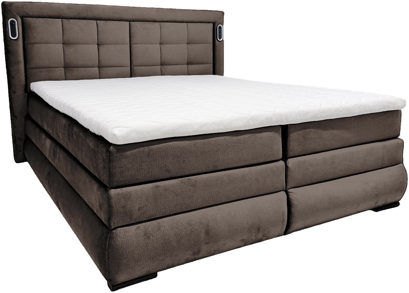 OTTO home Boxspringbett MIVVA mit Bettkasten, mit Taschenfederkernmatratze H3, H3/H4 mix, H4 (mit hochwertigem Luxus-Microfaser-Stoff, wahlweise mit LED-Leuchte – Bild 5 von 5