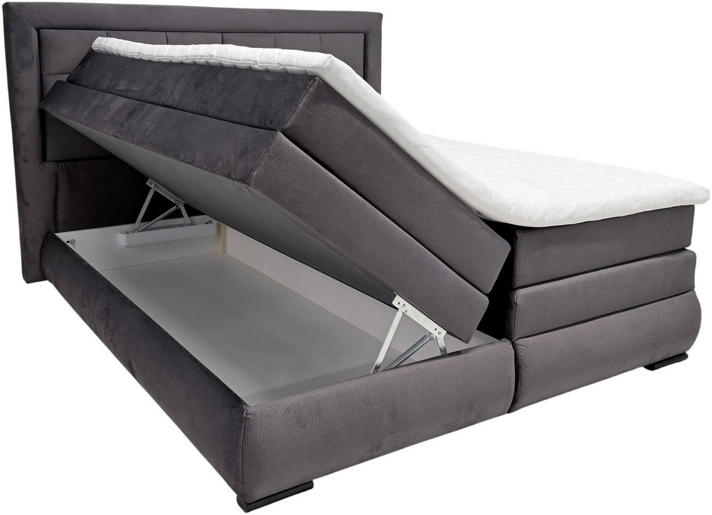 OTTO home Boxspringbett MIVVA mit Bettkasten, mit Taschenfederkernmatratze H3, H3/H4 mix, H4 (mit hochwertigem Luxus-Microfaser-Stoff, wahlweise mit LED-Leuchte – Bild 2 von 5