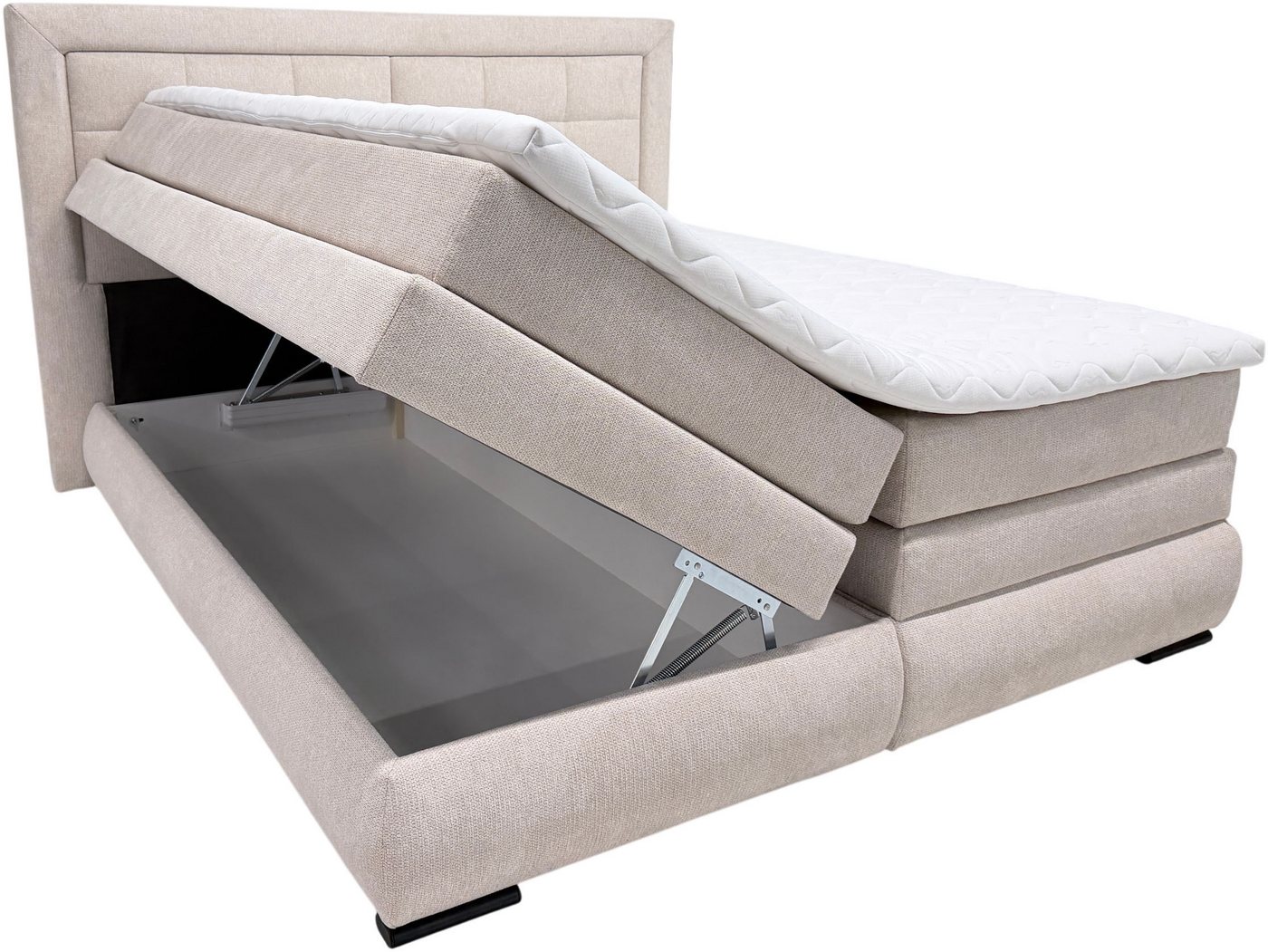 OTTO home Boxspringbett MIVVA mit Bettkasten, mit Taschenfederkernmatratze H3, H3/H4 mix, H4 (mit hochwertigem Strukturstoff, wahlweise mit LED-Leuchten), mit K – Bild 2 von 5