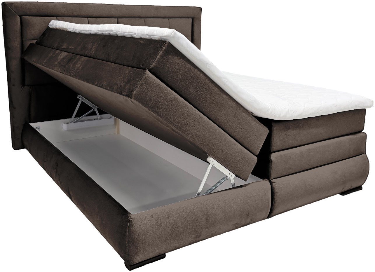 OTTO home Boxspringbett MIVVA mit Bettkasten, mit Taschenfederkernmatratze H3, H3/H4 mix, H4 (mit hochwertigem Luxus-Microfaser-Stoff, wahlweise mit LED-Leuchte – Bild 2 von 5