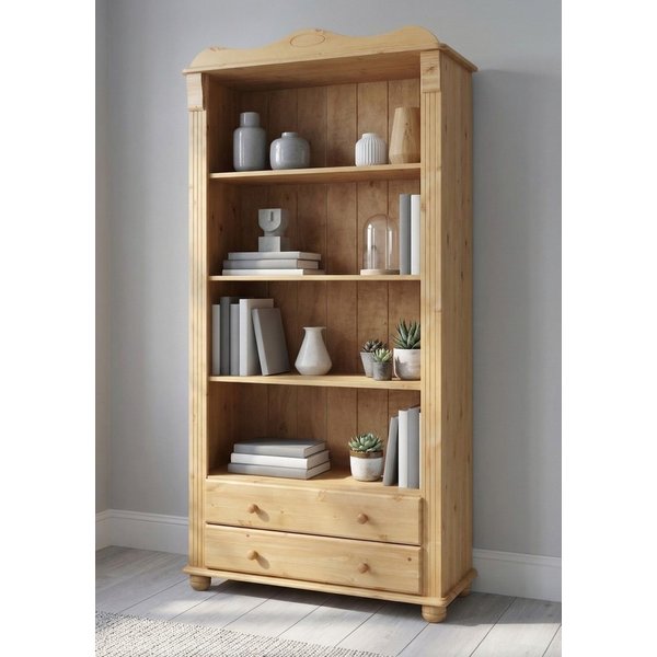 OTTO home Bücherregal Adele, Standregal, Regal, aus massiver Kiefer, Breite 92 cm, mit 2 Schubladen, FSC®
