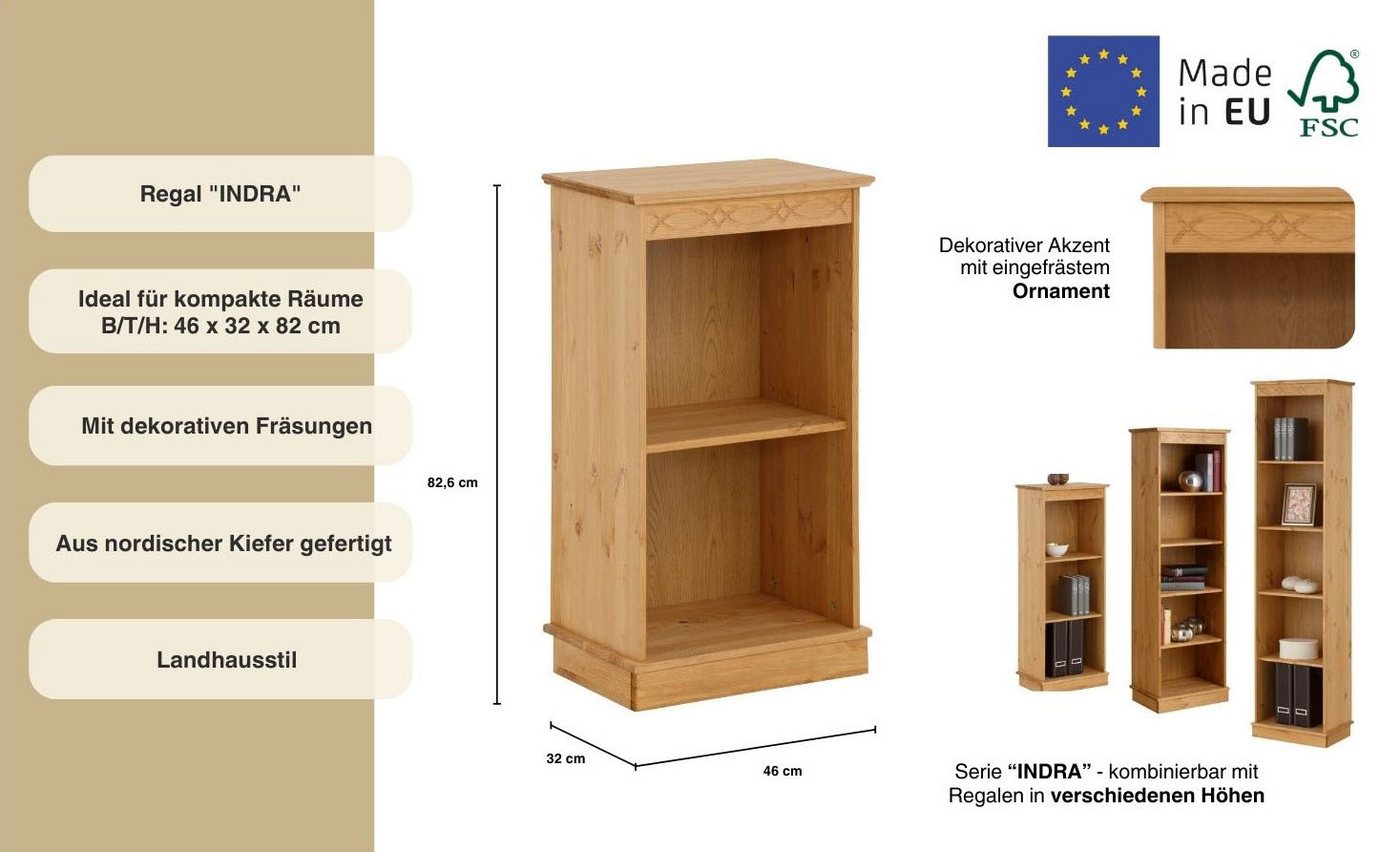 OTTO home Bücherregal Indra, Standregal, Regal, aus Massivholz, aus massiver Kiefer, in verscheidenen Höhen, mit FSC® – Bild 3 von 5