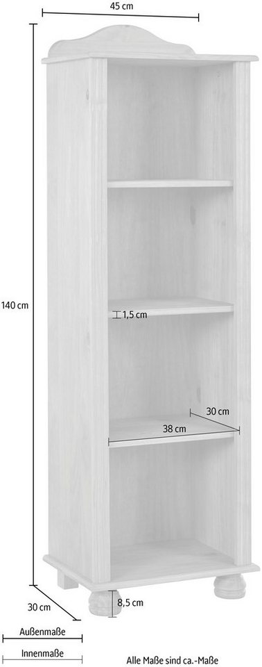 OTTO home Bücherregal Mette, Mit 3 Einlegeböden, Höhe 140 cm – Bild 4 von 5