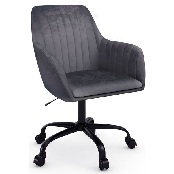 OTTO home Bürostuhl Perry2, eleganter Samtstuhl, schwarzes Drehkreuz,Polsterung in Längsnaht-Optik