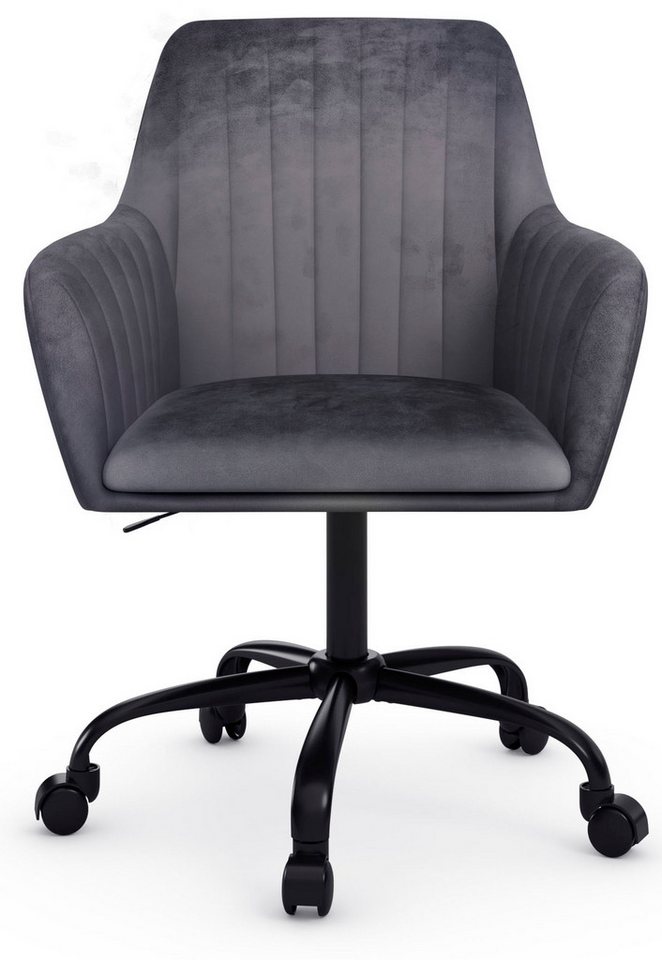 OTTO home Bürostuhl Perry2, eleganter Samtstuhl, schwarzes Drehkreuz,Polsterung in Längsnaht-Optik – Bild 3 von 5