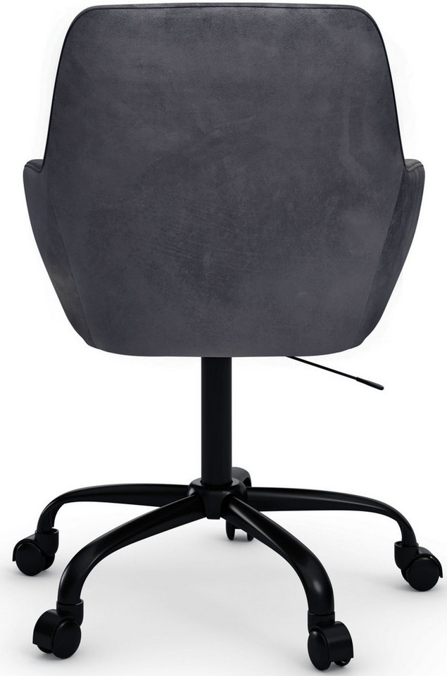 OTTO home Bürostuhl Perry2, eleganter Samtstuhl, schwarzes Drehkreuz,Polsterung in Längsnaht-Optik – Bild 4 von 5