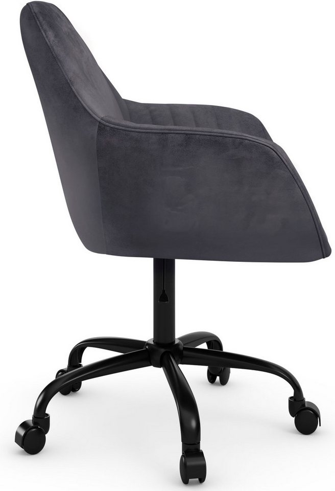 OTTO home Bürostuhl Perry2, eleganter Samtstuhl, schwarzes Drehkreuz,Polsterung in Längsnaht-Optik – Bild 5 von 5