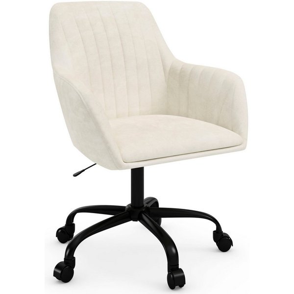 OTTO home Bürostuhl Perry2, eleganter Samtstuhl, schwarzes Drehkreuz,Polsterung in Längsnaht-Optik