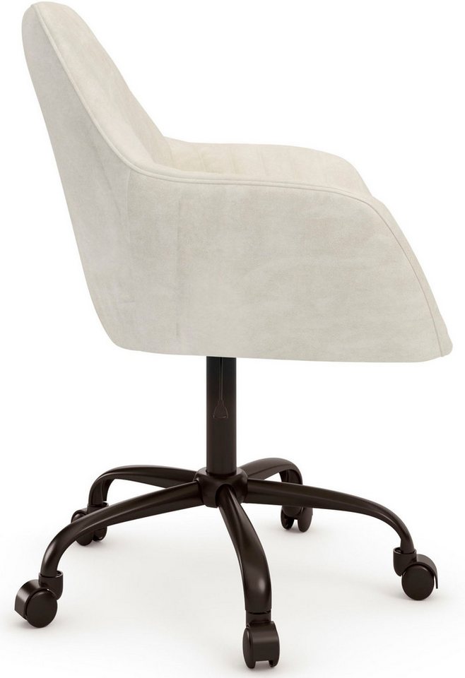 OTTO home Bürostuhl Perry2, eleganter Samtstuhl, schwarzes Drehkreuz,Polsterung in Längsnaht-Optik – Bild 5 von 5