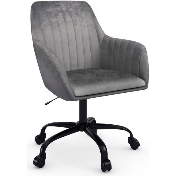 OTTO home Bürostuhl Perry2, eleganter Samtstuhl, schwarzes Drehkreuz,Polsterung in Längsnaht-Optik
