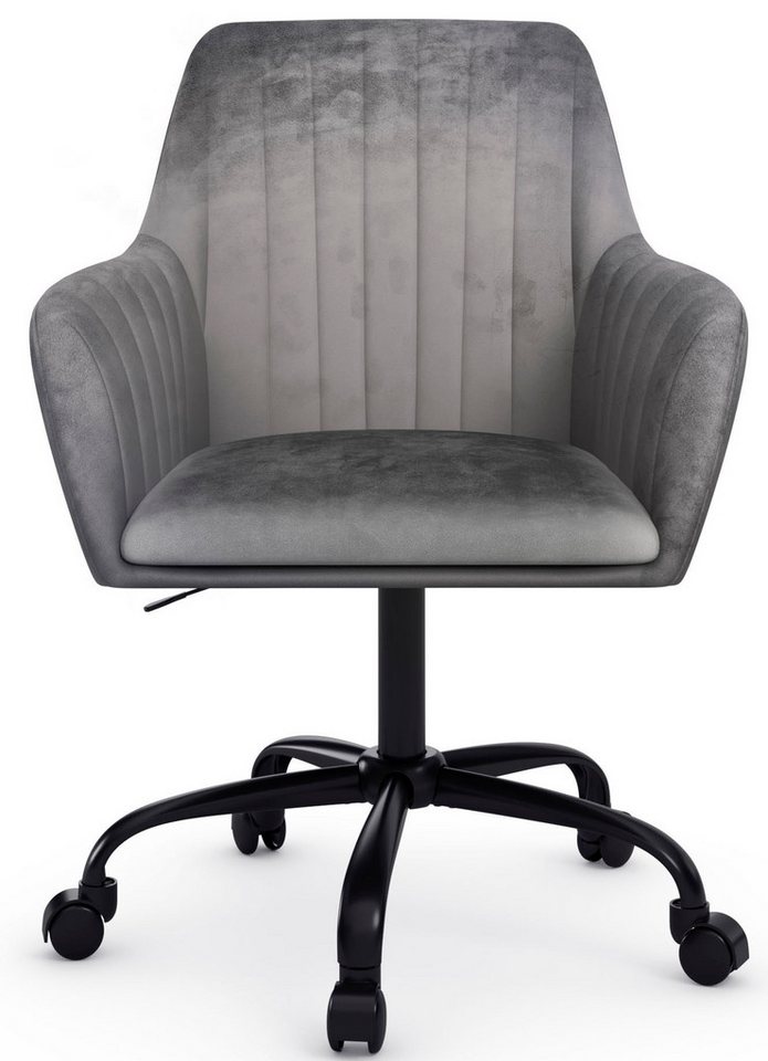 OTTO home Bürostuhl Perry2, eleganter Samtstuhl, schwarzes Drehkreuz,Polsterung in Längsnaht-Optik – Bild 3 von 5