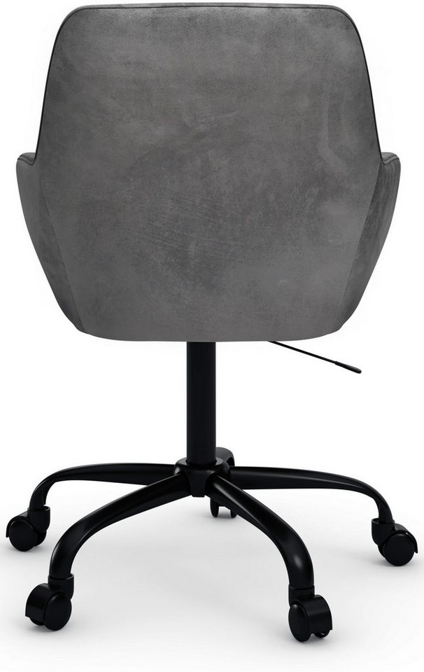 OTTO home Bürostuhl Perry2, eleganter Samtstuhl, schwarzes Drehkreuz,Polsterung in Längsnaht-Optik – Bild 4 von 5
