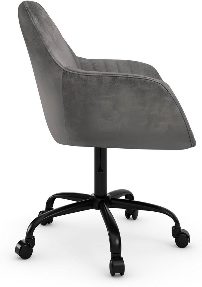 OTTO home Bürostuhl Perry2, eleganter Samtstuhl, schwarzes Drehkreuz,Polsterung in Längsnaht-Optik – Bild 5 von 5