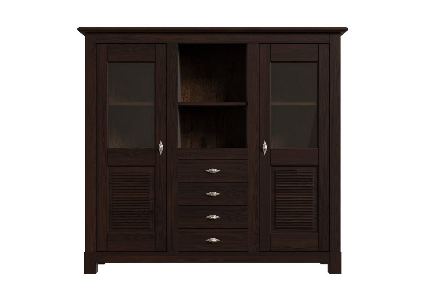 OTTO home Buffet Rauna Highboard, massive Kiefer, Türen mit Glaseinsätzen, B/H 146/134 cm – Bild 4 von 5